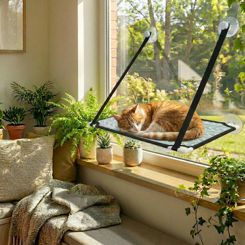 Cat window bed, full view