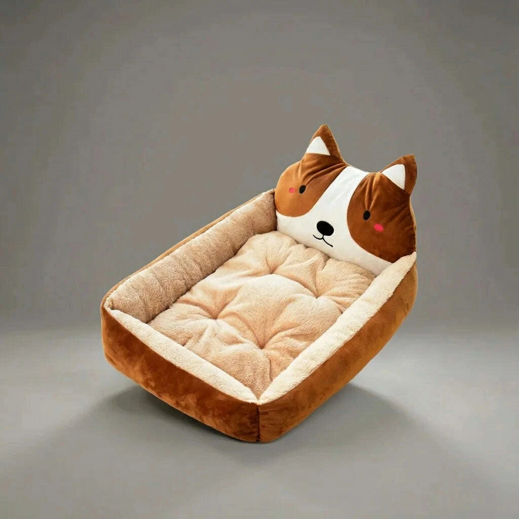 Plush cat bed, full view