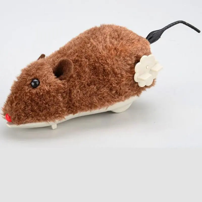 Plush wind-up mouse cat toy