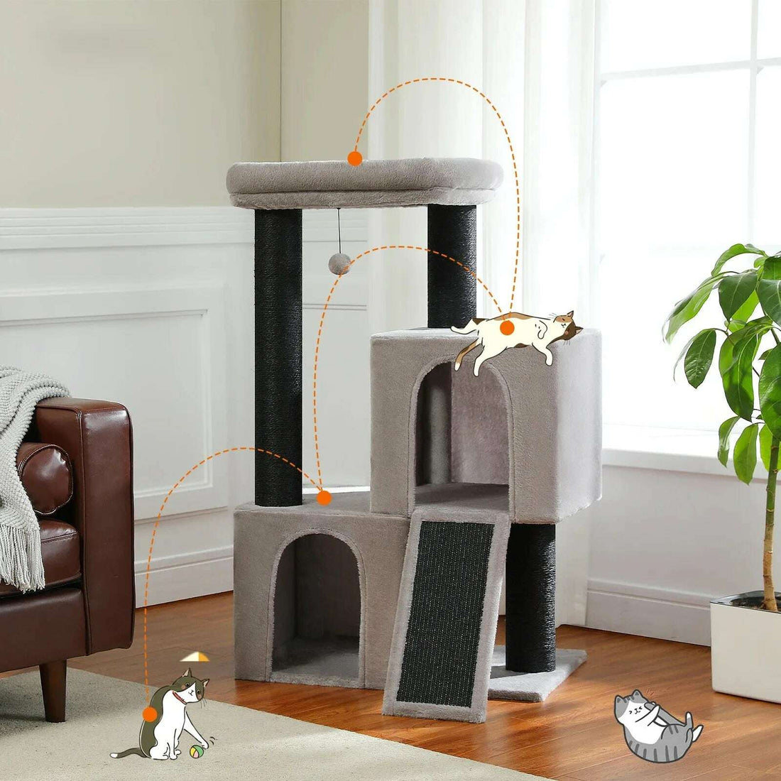 Modern design cat tree, side view