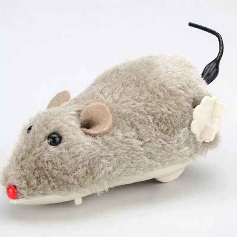 Plush wind-up mouse cat toy