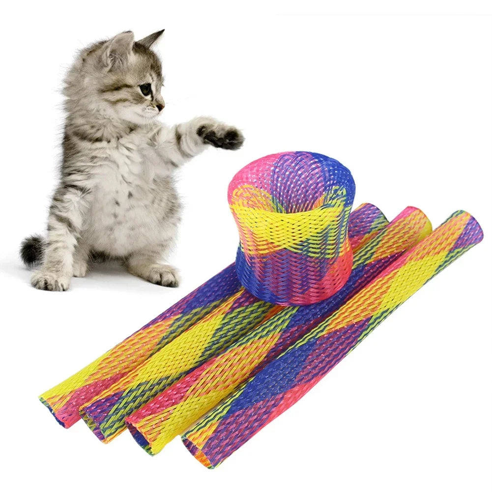 Colorful spring tube cat toys, set of 10