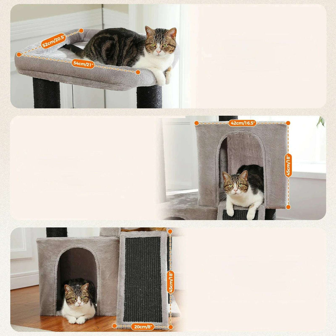 Modern design cat tree with platforms and sisal scratching post