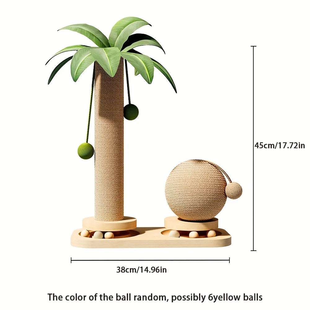 Schéma des dimensions du griffoir palmier pour chat : 45 cm de haut sur 38 cm de large