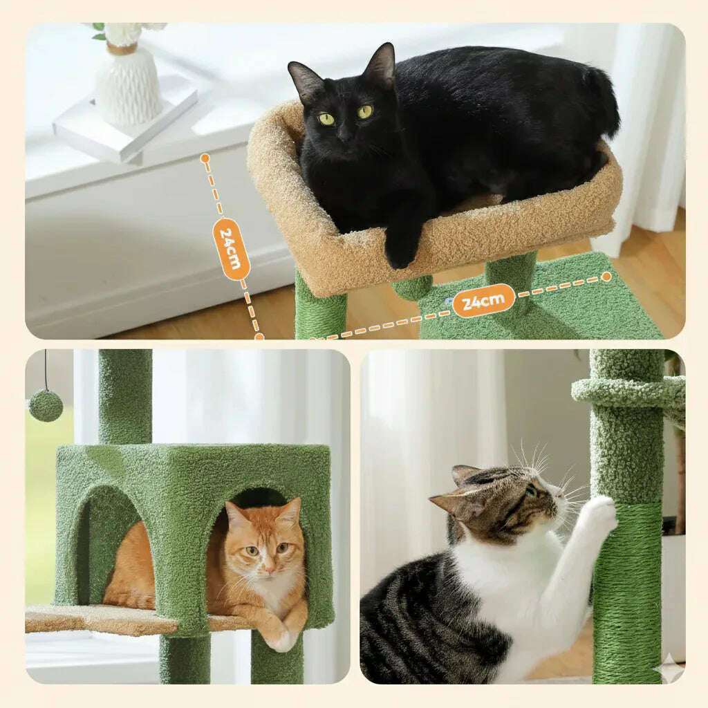Cactus design cat tree, side view