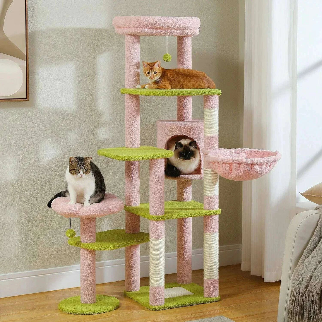 Flower cat tree, side view