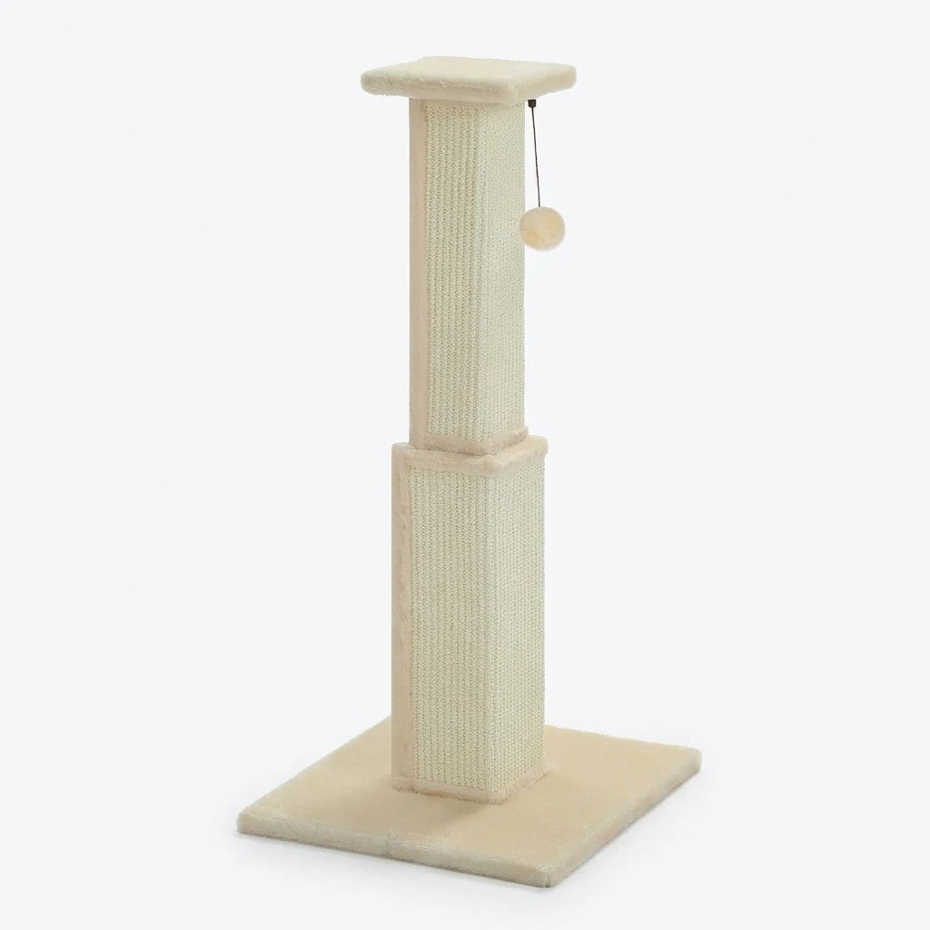 Tall woven sisal scratching post, beige