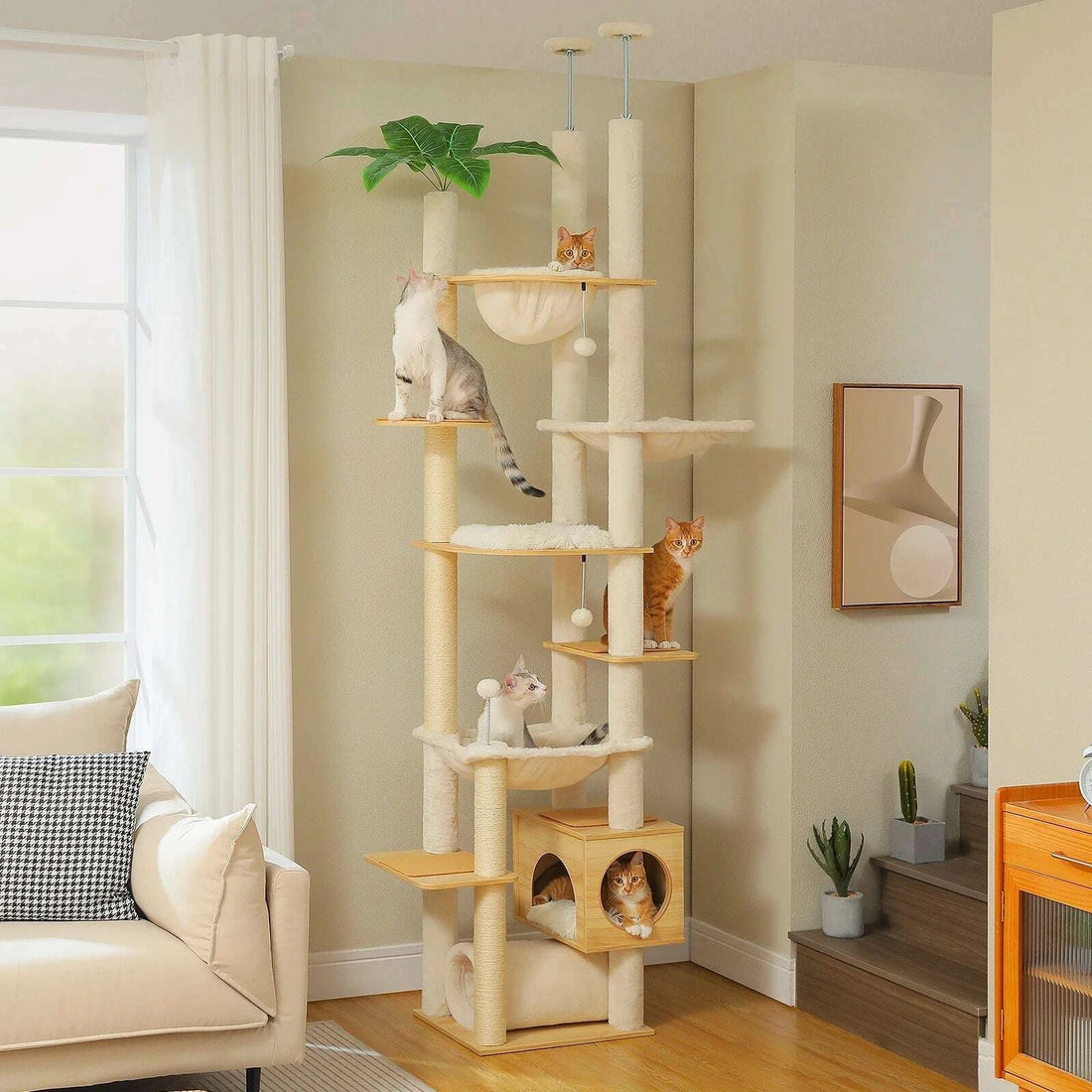 XXL wooden cat tree, overview