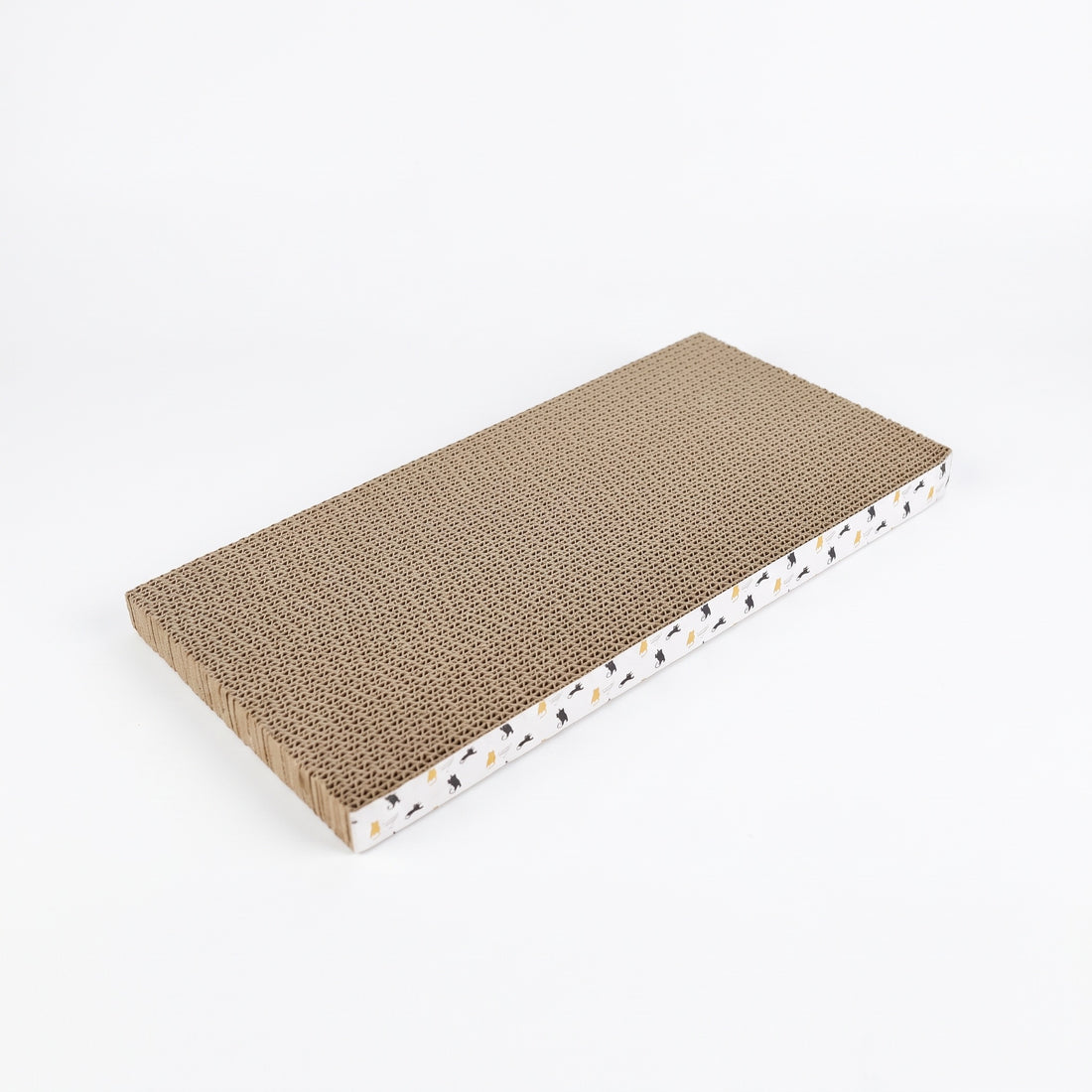 Griffoir en carton ondulé rectangulaire à surface plate, tranche blanche à motifs de chats