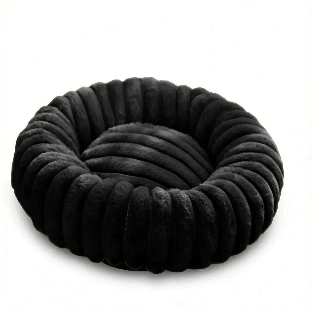 Black round cat bed