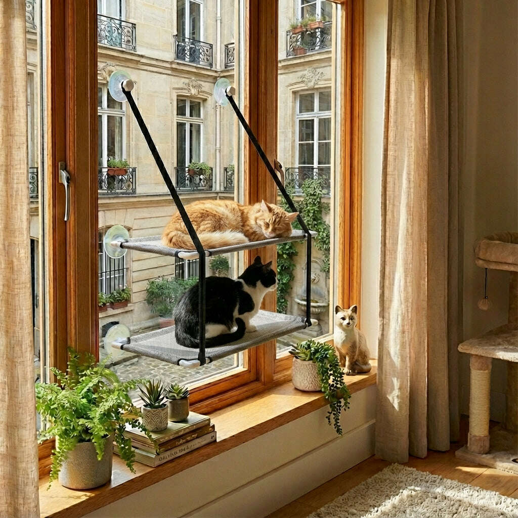 Cat window perch for Maine Coons, overview