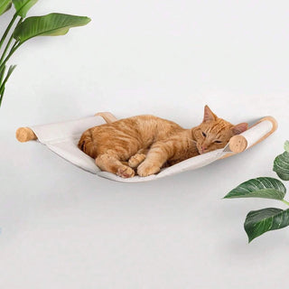 Hamac mural pour chat en bois et toile matelassée