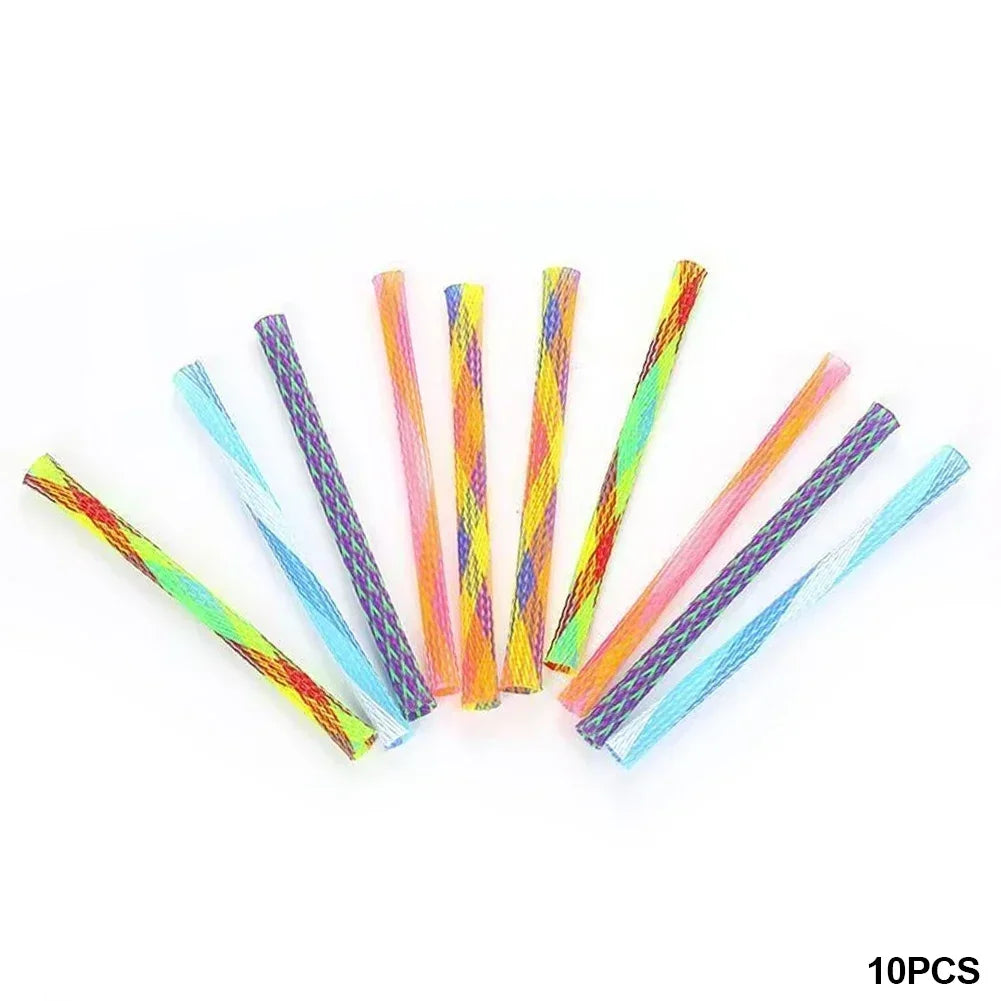 Colorful spring tube cat toys, set of 10