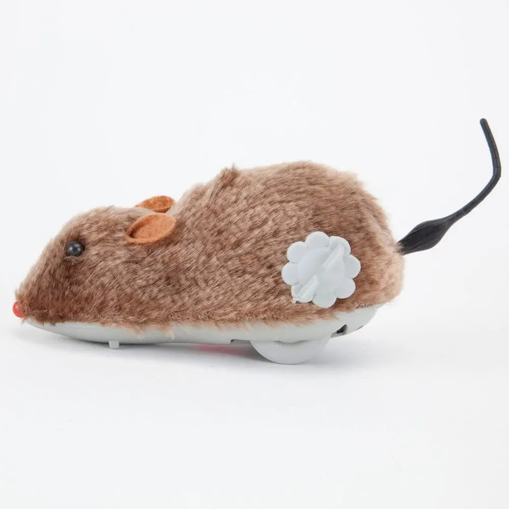 Plush wind-up mouse cat toy