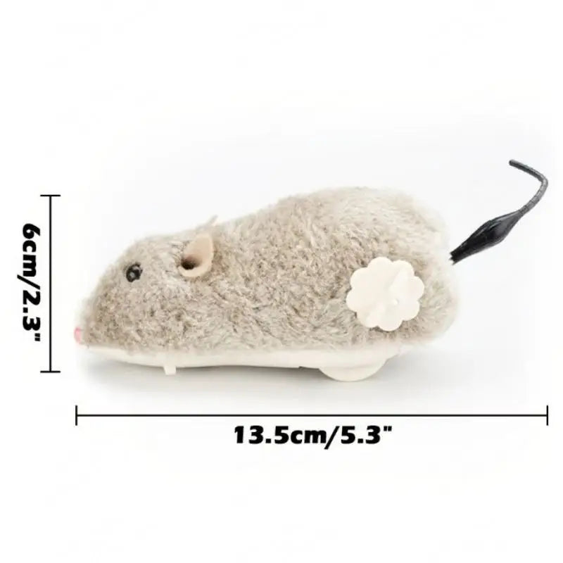 Plush wind-up mouse cat toy