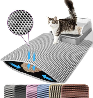 Tapis de litière pour chat double couche anti-traces