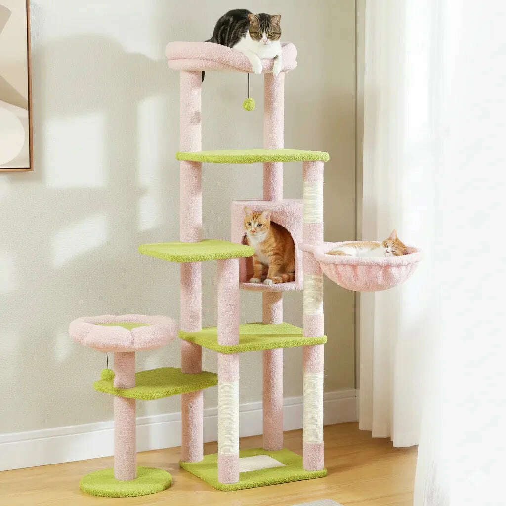 Flower cat tree, full view