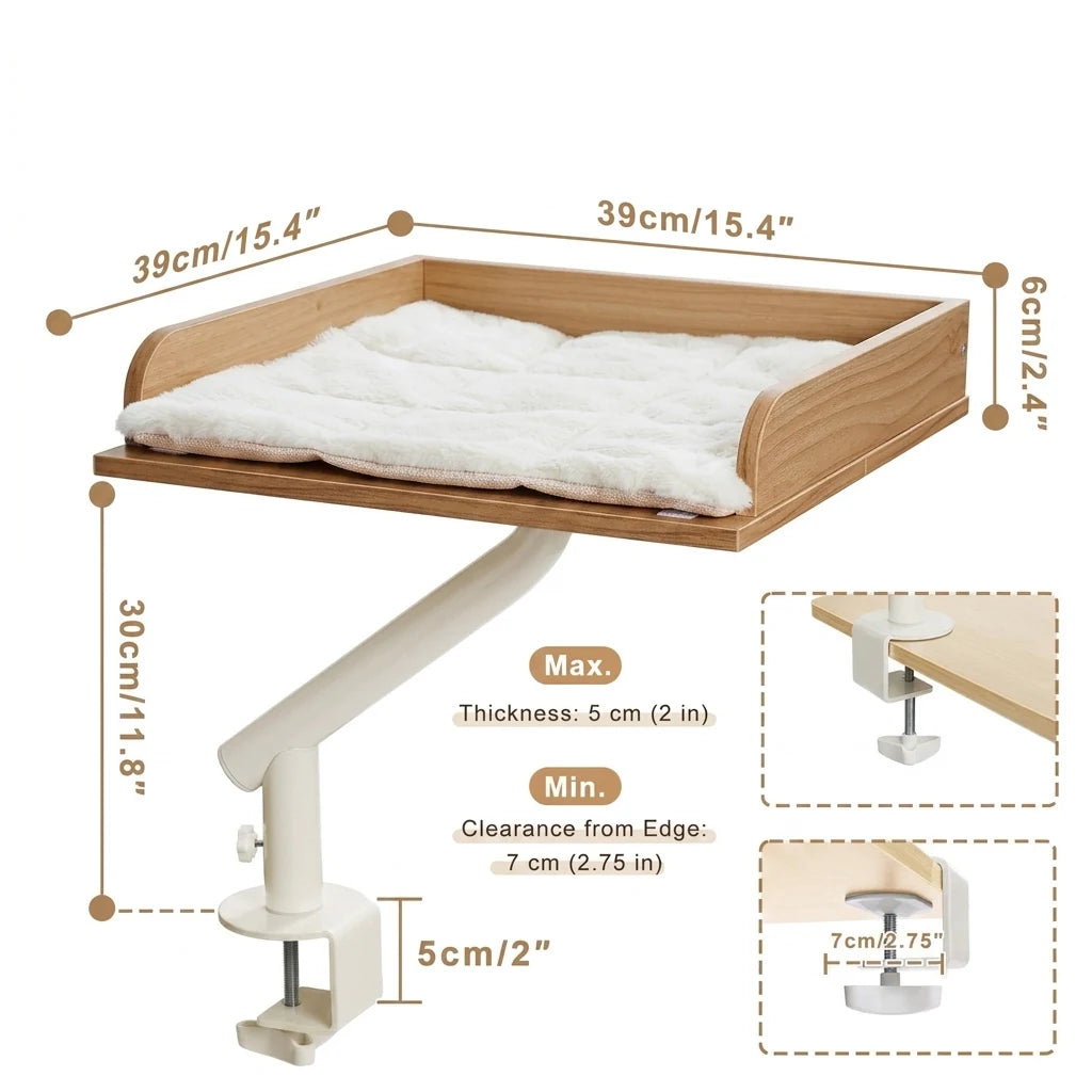 360° rotating cat desk perch, beige