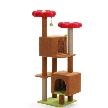 52" cactus cat tree with two condos, brown