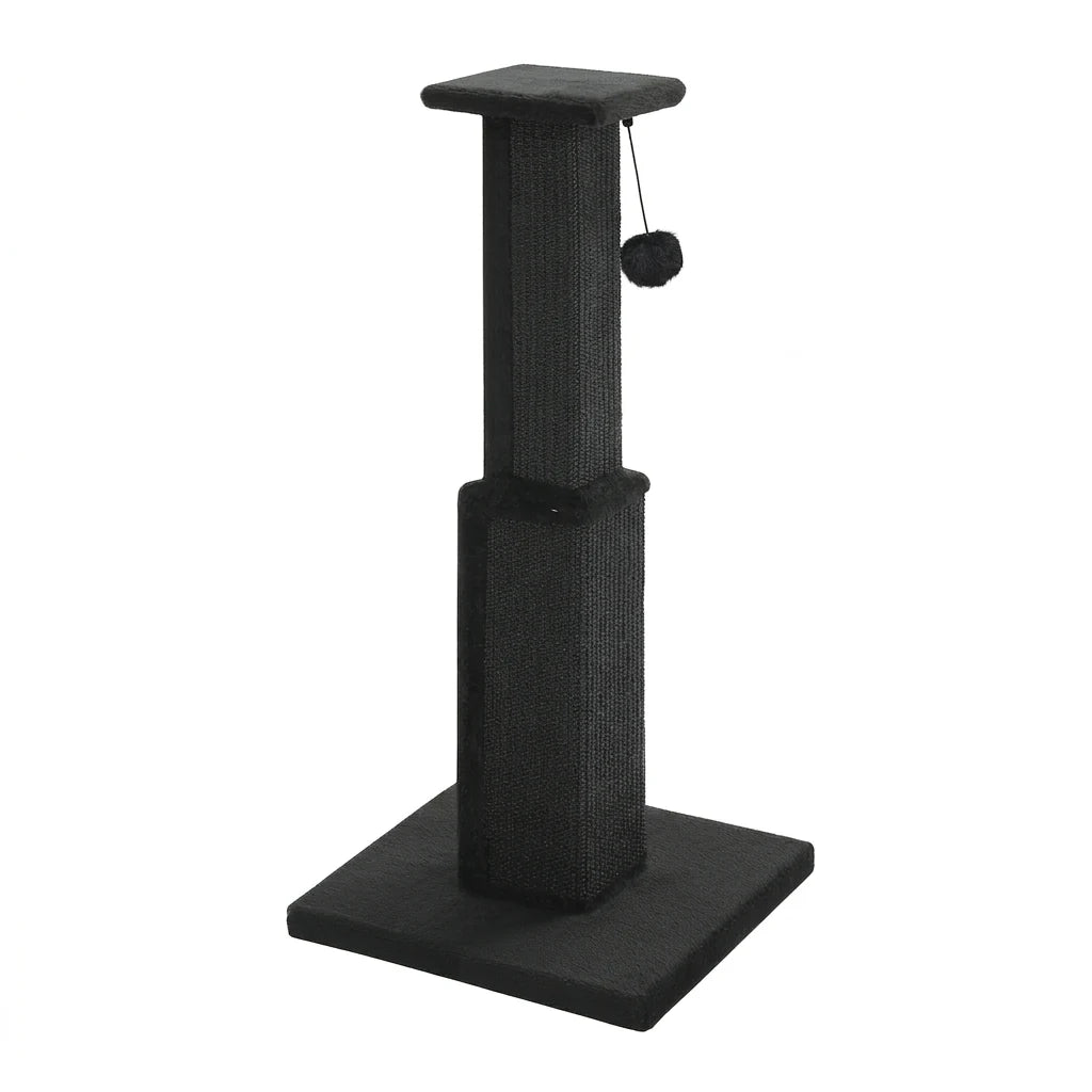 Tall woven sisal scratching post, black